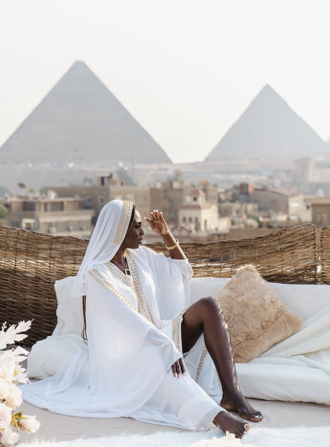 Welcome to Cairo. Pyramids rooftop photoshoot Cairo Egypt